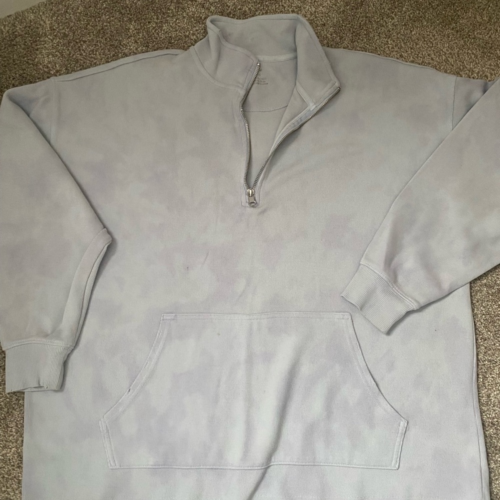 Aerie Light Gray Half-Zip Sweatshirt